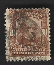Sc#307 10c Daniel Webster perf.12 ~ Ornate Design with Handstamped Cancel (A-3)