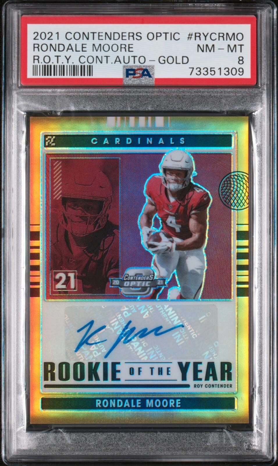 Rondale Moore Panini Contenders Optic Rookie of the Year Contenders Autographs #RYCRMO Gold