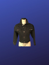 Jordache Cropped Jean Jacket, 3/4 Sleeves, Black, Women’s Size Medium, Nwot