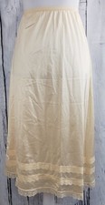VTG Nancy King Lingerie Skirt Half Slip Retro Nylon 4182 Beige Small 30"