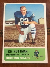 1962 Fleer Football Card #55 Ed Hussman-Houston Oilers Set Break