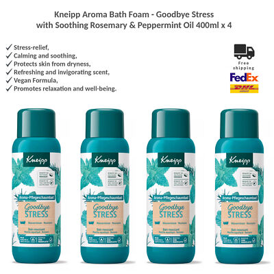 Kneipp Goodbye Stress Vegan Bath Foam with Relaxing Peppermint Oil 4x400ml