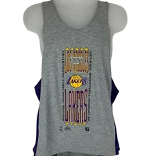 Vintage 90s Los Angeles LA Lakers Tank Top Gray NBA Stringer Shirt Mens L Large
