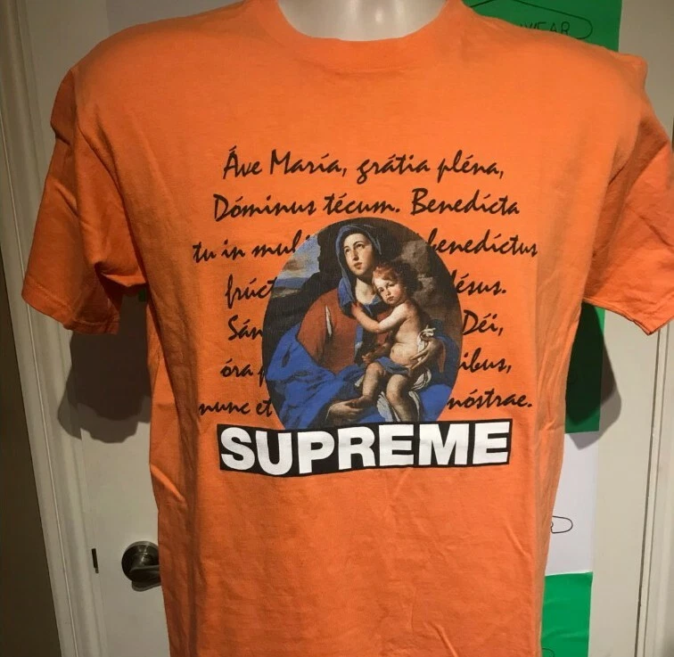 T Shirt Vintage Arancione Raro SS12 Supreme Ave Maria M Medio 2012 Vintage