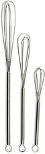 Steel Mini Whisk Set of (3)  5"-7"-8" Chrome Plated Steel Whisks - Kitchen Tools