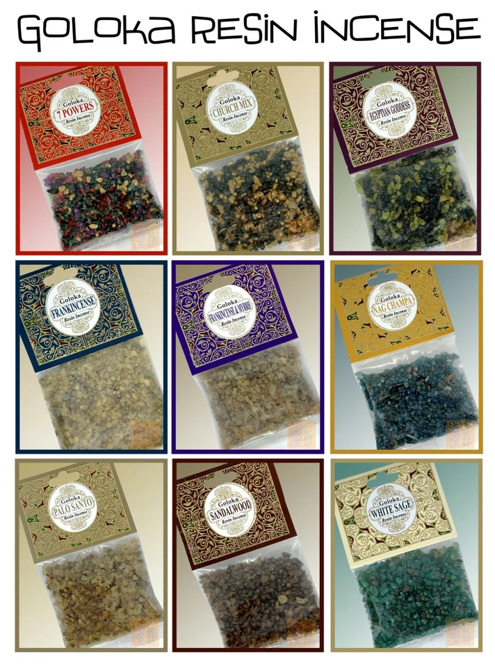 Goloka Incense Resin Frankincense Sandalwood White Sage Dragons Blood Insence