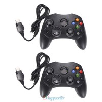 2x Black Wired Usb Game Pad Controller With Vibration For Microsoft Xbox System on sale 2x Black Wired Usb Game Pad Controller With Vibration For Microsoft Xbox System on sale