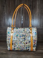 Nahui Ollin Recycled Handmade Candy Wrapper Style Paper Woven Large Tote Bag