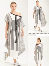 CRAZY H4   white/black/taupe mesh detailed  dress size XL/XXL