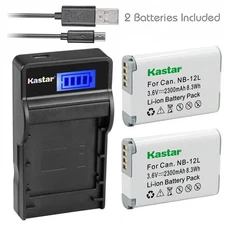 NB-12L Battery&Slim LCD Charger for Canon  PowerShot N100, PowerShot G1X Mark II
