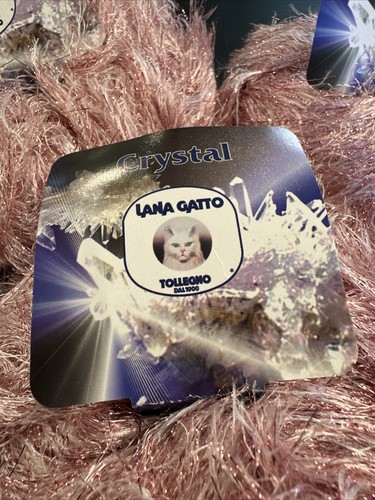Lana Gatto Crystal Yarn Metallic Bright/Pale Pink RARE Disc. 3 Skeins Italy NEW - Picture 2 of 5
