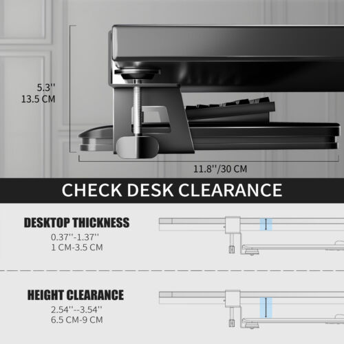Ergomaker Keyboard Drawer Tray Under Desk Under desk Keyboard Shelf Holder Black - Picture 7 of 9