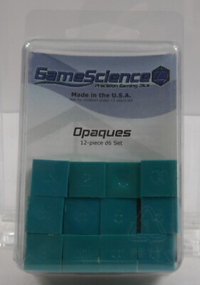 Game Science Precision Gaming Dice 12-piece Turquoise Opaque d6 set NEW uninked