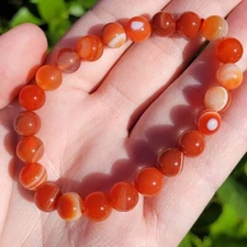 Natural Carnelian Elastic Stretch Bracelet 8mm Round Crystal Gemstone Beads