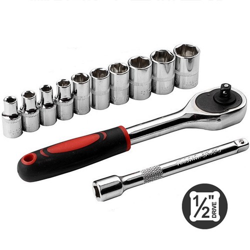 12PCS 1/2'' Socket Set 8-24mm Metric Extension Ratchet Wrench Tool Kit Set - Picture 4 of 12