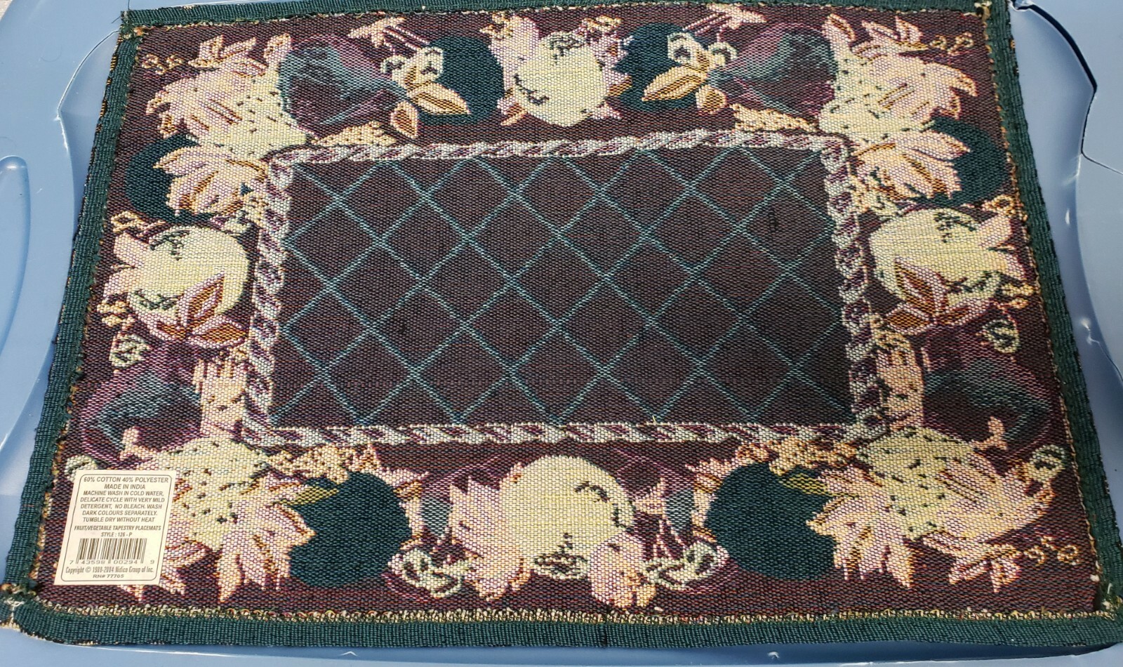 Set of 2 Tapestry KITCHEN Placemats, 13" x 19", FRUITS FRAME 1, H+H