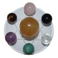 7 Chakra Kugel Set Mit Sternbasis Und 7 Edelstein Kugeln