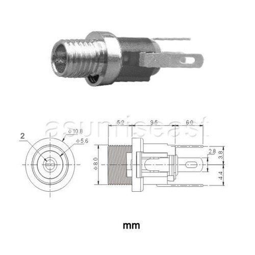 10 PIEZAS toma de metal hembra para enchufe de 5,5 mm x 2,1 mm - Imagen 4 de 4