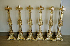 Set of 6 Cathedral Gothic Altar Candlesticks - 42" ht Full Set (#339)
