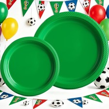 40 Pcs Green Plastic Plates, Green Disposable Plates Heavy Duty, Green Plates