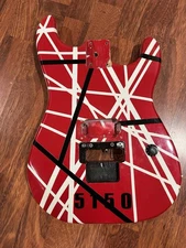 EVH Style Striped Strat Style BODY- Red, Black and White.