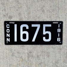 1916 Connecticut Porcelain License Plate Auto Tag 1 Four Digit High Quality 1675