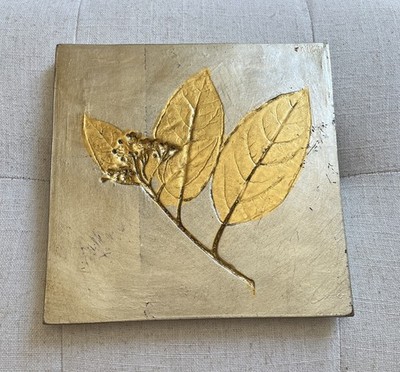 Crate & Barrel Made In Italy Gold & Silver Leaf Trivet Tile 8x8