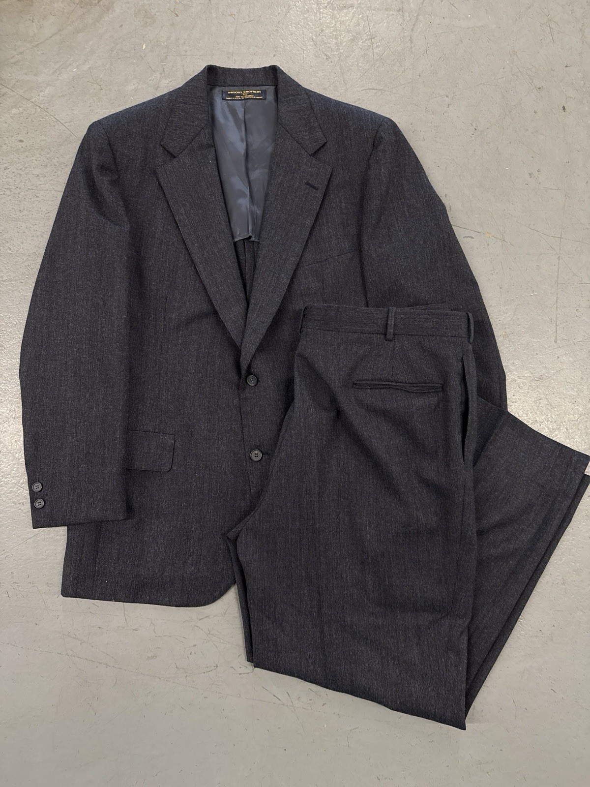 Vintage Brooks Brothers 346 Wool Suit Mens 43 Dark Gray 2 Piece Made In USA