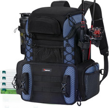 Fishing Tackle Backpack with Rod Holders  4 Tackle Boxes, 42L Outdoor Fishing B