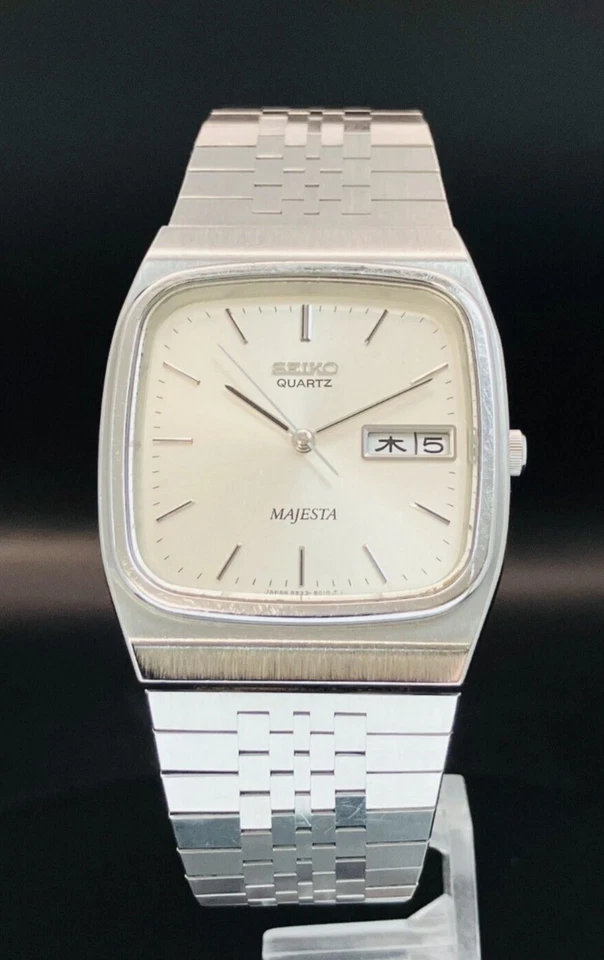 RELOJ SEIKO MAJESTA 9533-5010 CUARZO ANTIMAGNÉTICO PLATA DÍA FECHA KANJI CON ESTUCHE Foto 4 de 4