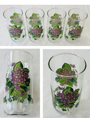 Vintage Libbey Glass Tumblers 14 oz PURPLE VIOLET  4-Piece Set EXCELLENT 1970s