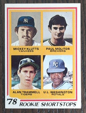 Topps 1978 Rookie Shortstops #707 Klutts Molitor Trammell Washington Baseball