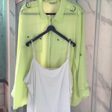 LADIES 2 PIECE SET BUTTON DOWN BLOUSE& CAMI TOP,SZE 22 EXCELLENT CONDI BY GEORGE