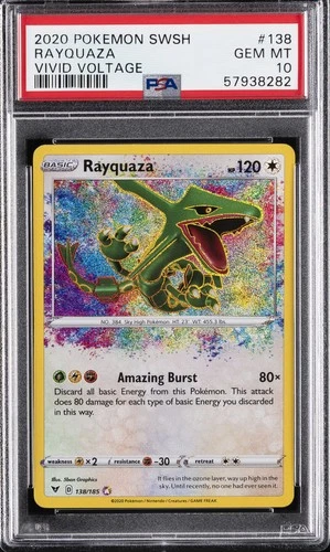 2020 POKEMON SWORD & SHIELD VIVID VOLTAGE #138 RAYQUAZA PSA 10