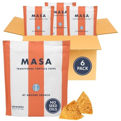 MASA Chips Corn Tortilla Cooked in Beef 5 Ounce (Pack of 6), Orange 