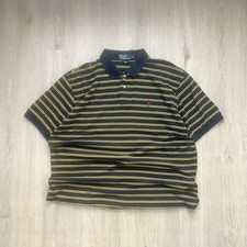 Vintage Polo Ralph Lauren Polo Shirt Men  s XL Yellow Navy Striped 90  s