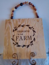 Handmade Welcome Sign Wood Burnished 12" X 12" Wall Hanging Country Decor