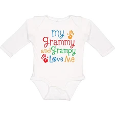 Inktastic My Grammy And Grampy Love Me Long Sleeve Creeper Grandkids Boy Girl
