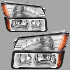 Bumper Lamps Set+Headlights For 02-06 Chevy Avalanche Body Cladding Models