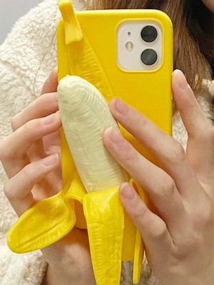 3D Banane Fidget Handyhülle weich Stressabbau Cover für iPhone Modelle