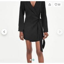 Zara trf Black Jumper Dress Long Sleeve Lyocell Blend Size XS