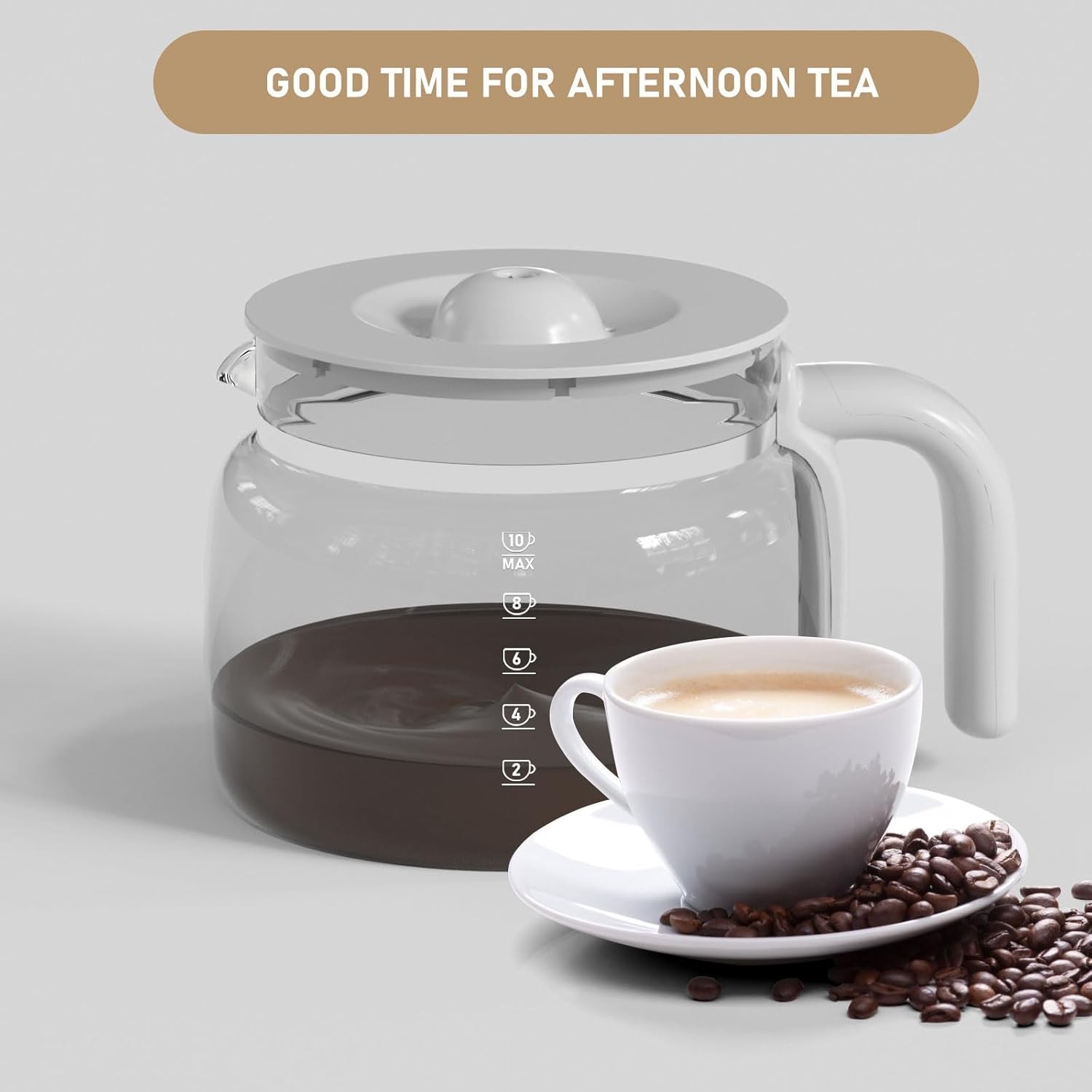 10 Cup Coffee Maker Carafe Replacement Pot Compatible with Smeg DCGC01 Overfl...