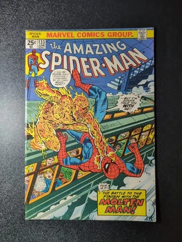 Amazing Spider-Man #133: VF : Molten Man: John Romita Cover: Marvel 1974