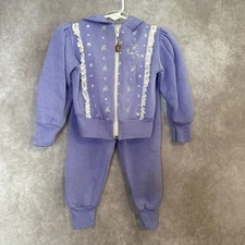 Rare 80's Pierre Cardin Purple and White Lace Hooded Sweatsuit Size 18 Months