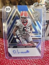 DOMINIC LOVETT Press Pass Premium Reflector 12/20 Auto Blue Detroit Lions Rookie