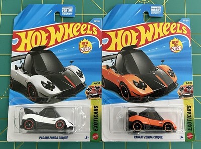 LOT OF 2 - 2026 HOT WHEELS PAGANI ZONDA CINQUE  TOONED  BOTH COLOR VARIANTS