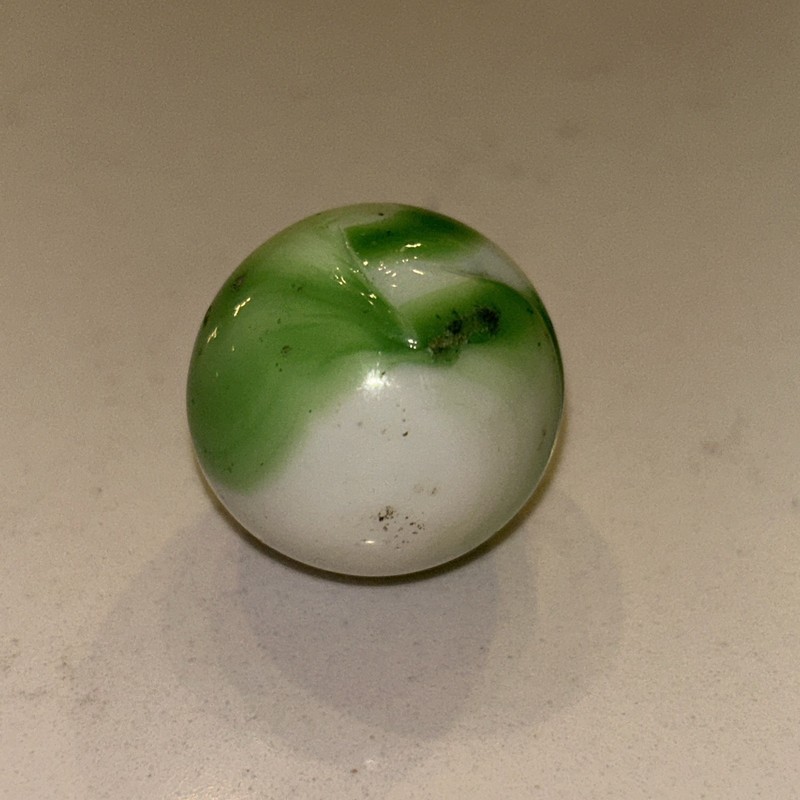 Large 1 Inch Vintage Marble King Shooter Marble Green & White Swirl