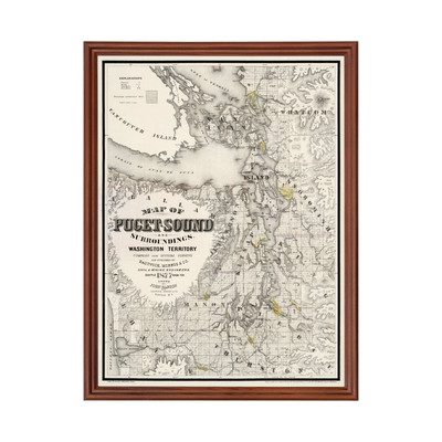Old Map of Seattle, WA 1877 - Vintage Seattle Washington Art