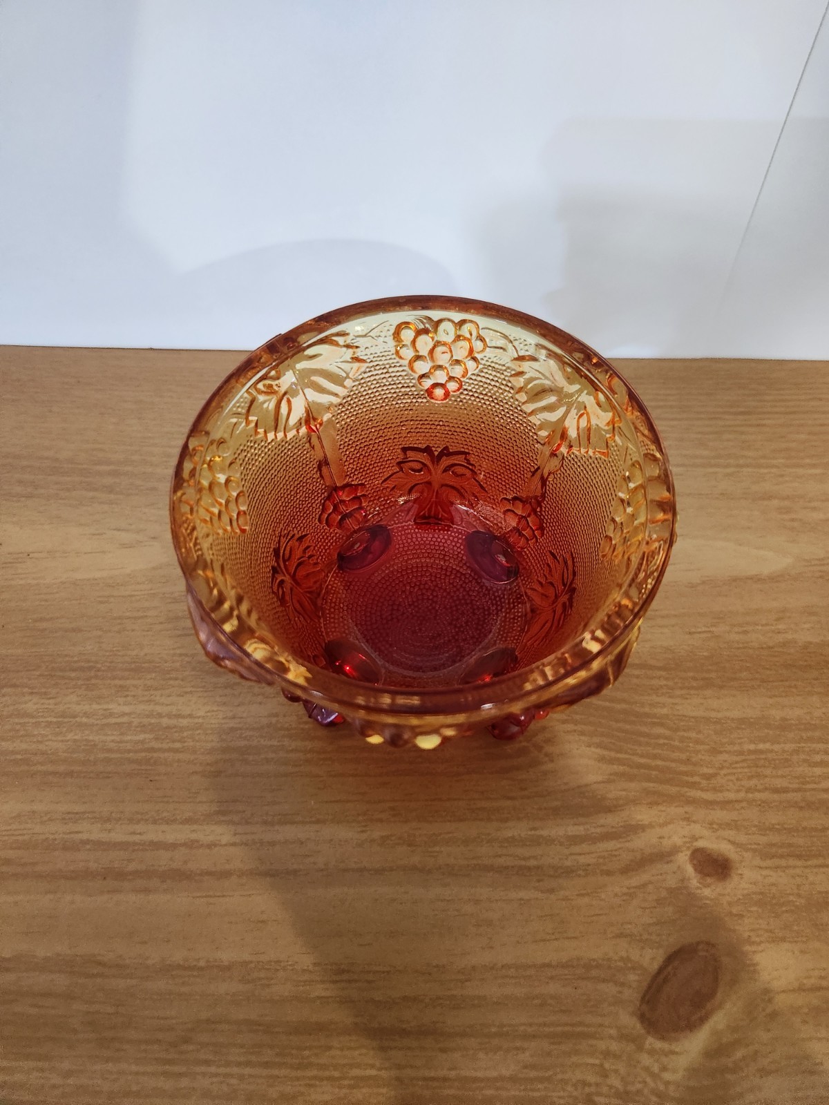 Jeanette Glass Amberina Grape Candy Bowl