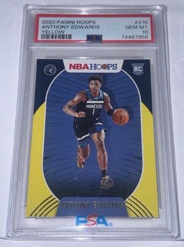 2020-2021 Panini NBA Hoops - Anthony Edwards #216 Yellow (RC) PSA 10